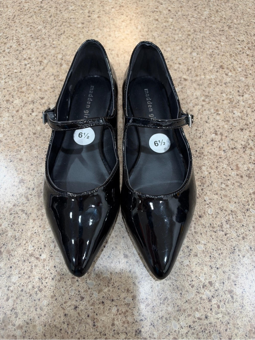 Madden Girl Black Patent Pointed Mary Jane Flats